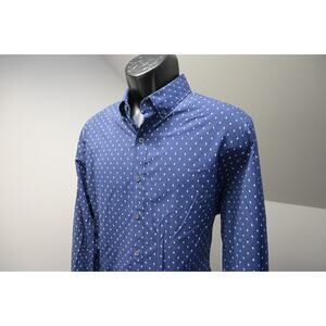 Express Dress Shirt Fitted Nylon Stretch Button Up Long Sleeve Mens Sz Large